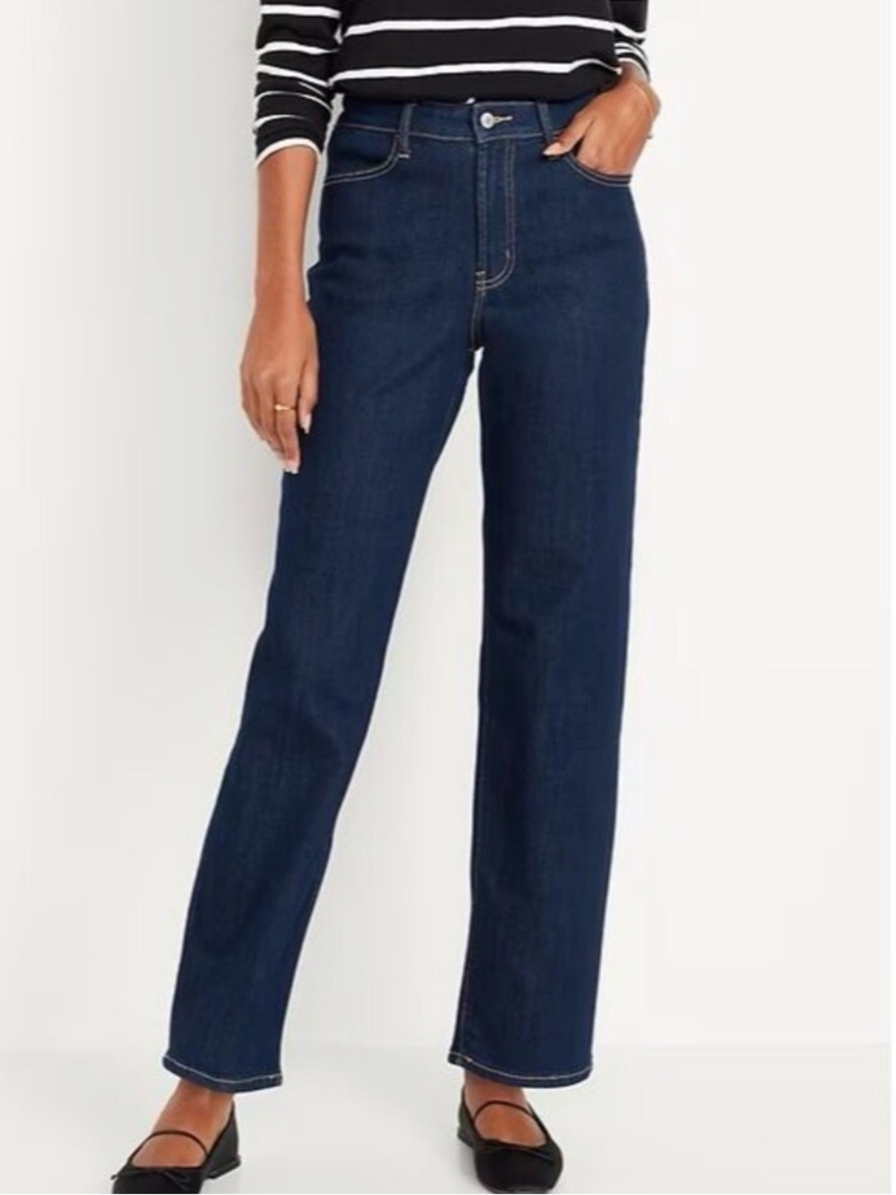 Old Navy Dark Wash High Rise Wow Loose Straight Leg Jeans 12